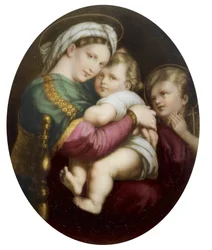 Porzellan-Medaillon nach der Madonna della sedia von Raffael